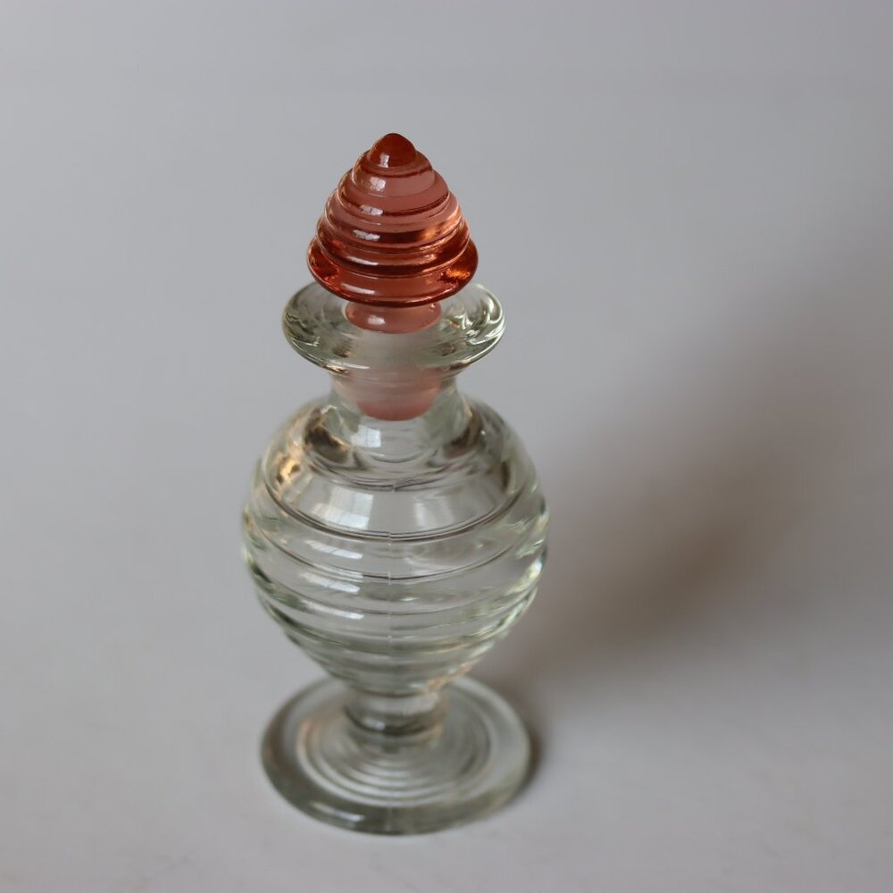 Vintage Depression Glass Era Perfume Bottle Ribbed Typed Pattern